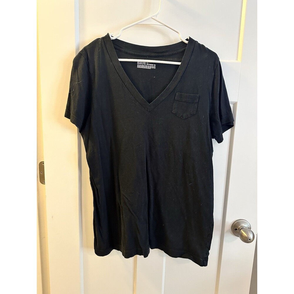 Women’s Mossimo Supply Company Black V-neck Short Sleeve 100% Cotton T-shirt 1X